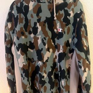 Champion Green and Brown Camouflage Hoodie